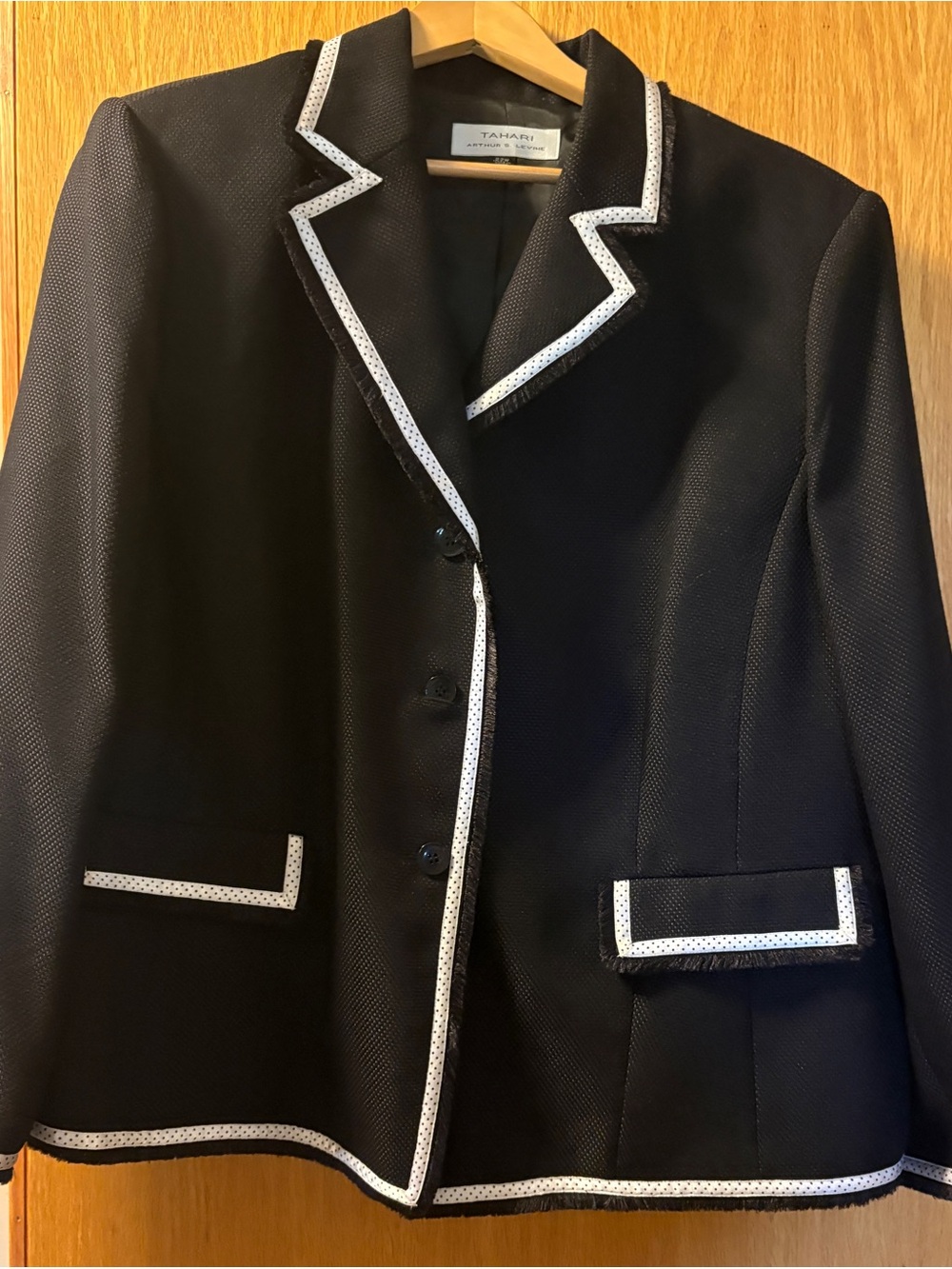 Tahari Black Blazer with White Trim